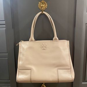 Gray Leather Tory Burch Bag/Laptop Bag work